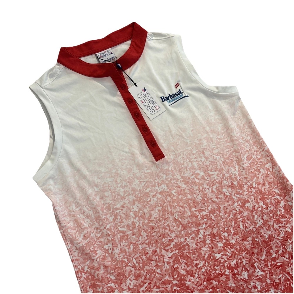NWT Birdies & Bows SMALL Red Ombré BARBASOL CHAMPIONSHIP Golf Polo Ruffled Women